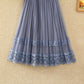 Golden Velvet Yarn Skirt Woman's Mid-length Elastic Waist Printed Lace High Waist A-line Skirt Pleated Skirt School Work Travel