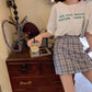 Female Simple High Waist Short Holiday Plaid Skirt Slim Elegant Vacation A-line Miniskirt