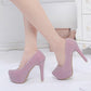 Women's Shoes Spring  Summer Korean Style Super High Heel Stiletto Round Toe Silver High Heels Sexy Female Waterproof Platform Single Shoes 12cm