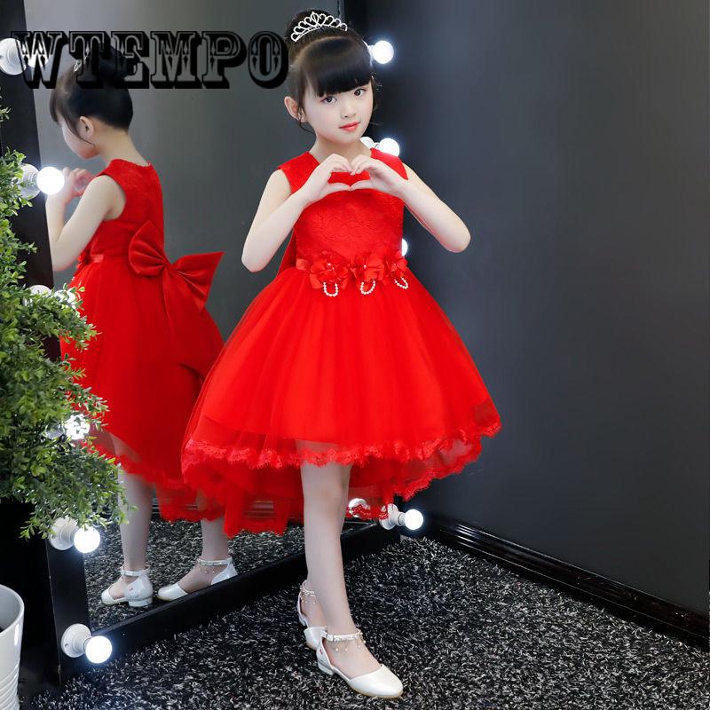 Girls Sleeveless Princess Dress with Flower for Children Clothes Kids Wedding Party Birthday Dresses