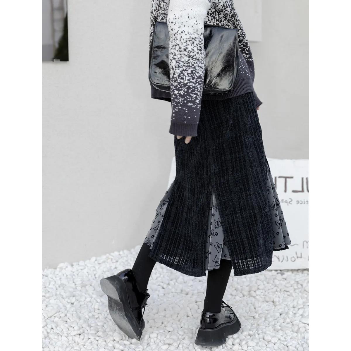 Half-length Skirt Female Fish Tail Skirt Intermediate Senior INS Autumn and Winter Design Design Splicing Advanced Format A Word Skirt