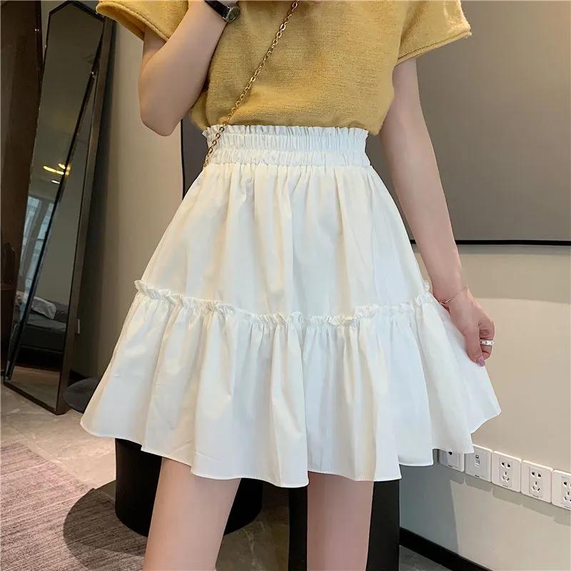 Fungus Edge Skirt Women's Summer Elastic Waist Cover Crotch A-line Short Skirt All-match Beach Short Skirt