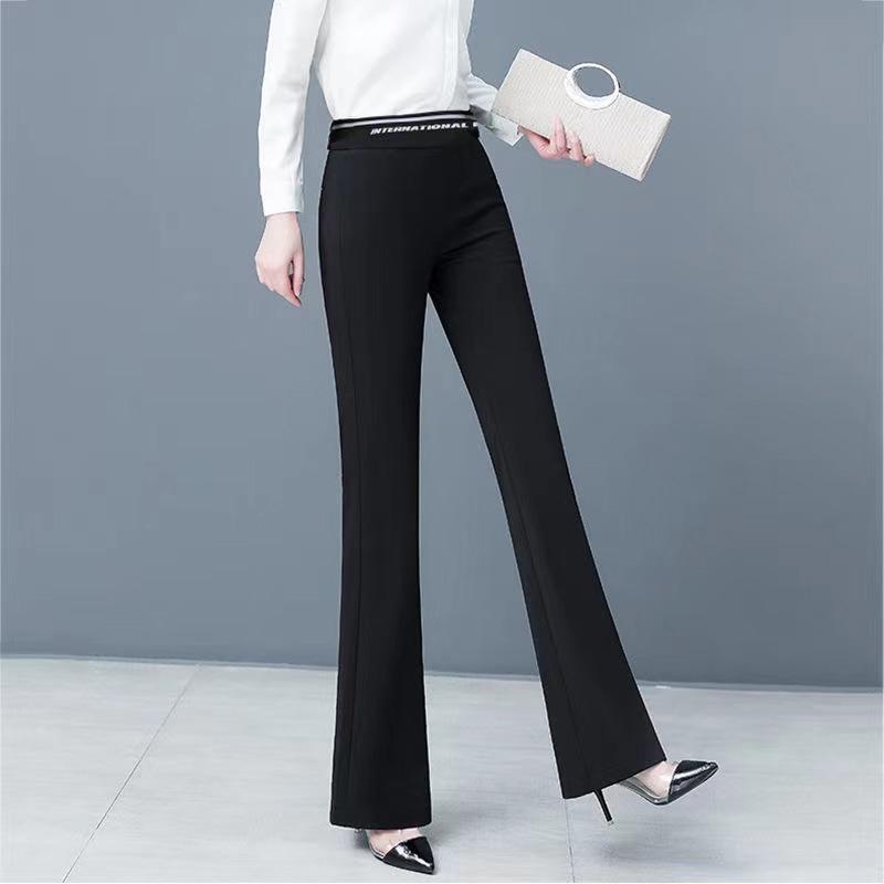 Pants Women's Autumn and Winter Leggings Plus Velvet Thickening Black Micro Trousers Slimming Casual Flared Pants Outer Wear Trousers