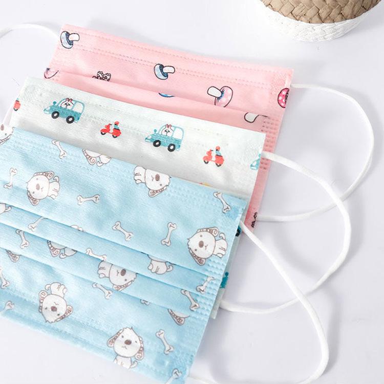 Baby Care Set Cartoon Cute Anti-Dust Mask for Kids Disposable Non-Woven Fabric Masks Random Color