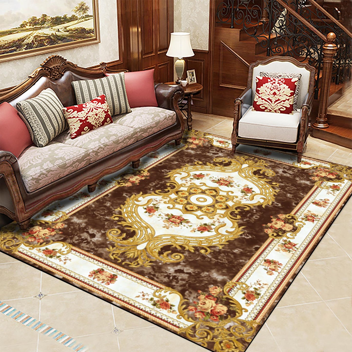 Luxury Romantic Flower Rug for Living Room American Country Style Carpet Bedroom Branded Rug and Mat