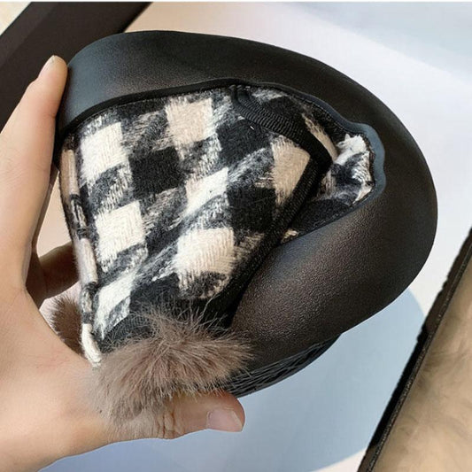 High-top Wool Shoes Women's Winter Korean Retro Thick-soled Plus Velvet Warm Bread Shoes All-match Big-toed Shoes