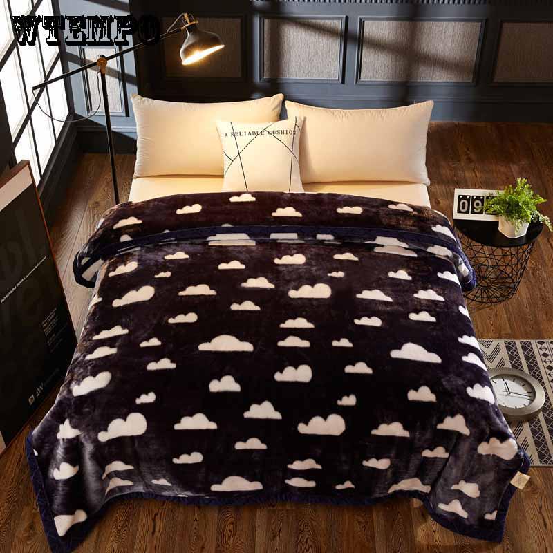 Fashion Printed Blanket Thicken Blanket Winter Comfortable Covered Coral Fleece Blanket