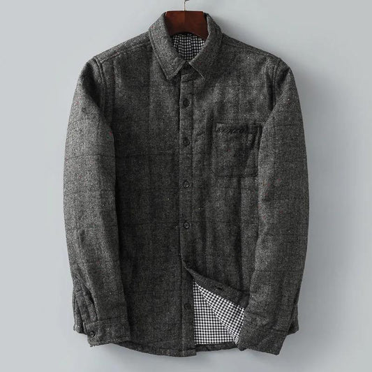Autumn and Winter Men's Quilted Shirt Tempered High-quality Fabric Warm and Thick Casual Jacket