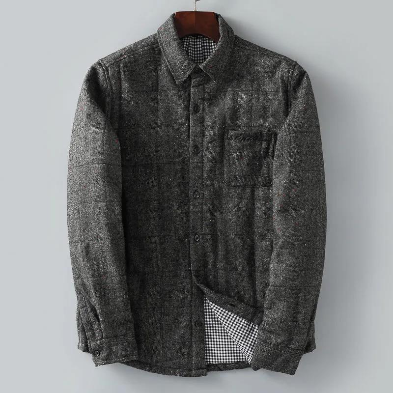 Autumn and Winter Men's Quilted Shirt Tempered High-quality Fabric Warm and Thick Casual Jacket