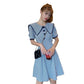 Baby Collar Bubble Sleeve Plaid Graceful Dress Summer Gentle Retro Elegant Slim Dress