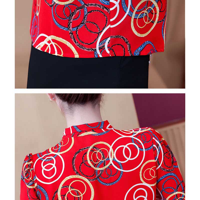 Chiffon Shirts Women's Thin Fashion Tops Loose Stacked Color-blocking Shirts Bottoming Shirts