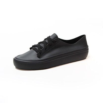 Women Flats 2020 Arrival Antiskid Lace Up Round Toe Casual Shoes Outdoor Water Proof Comfortble Soft Women Jelly Shoes