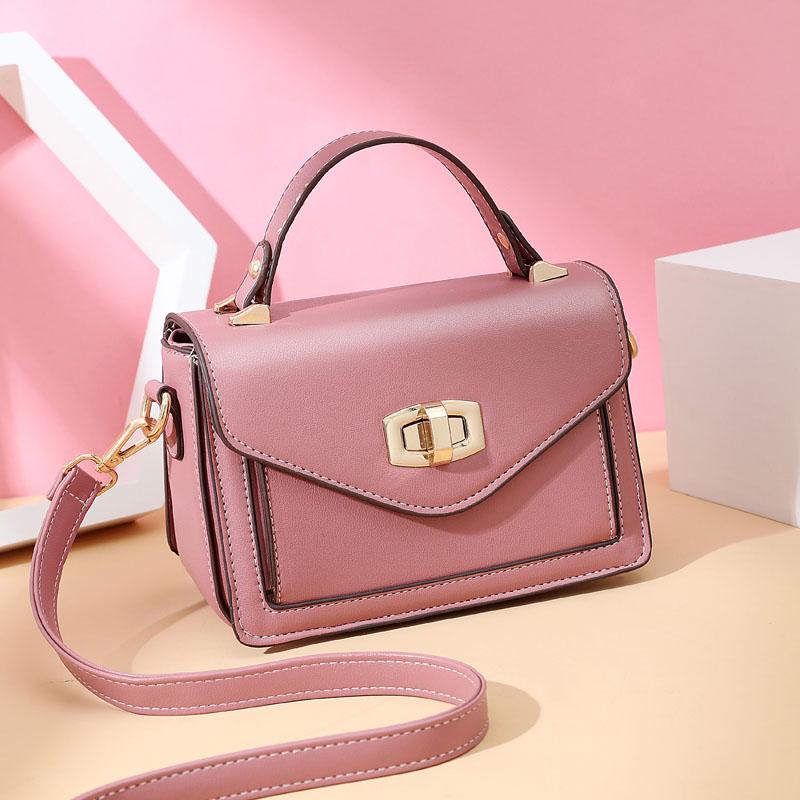 Crossbody Bag Women Solid Color Leather Anti-theft Large Capacity Wear Lock Buckle Hand Shoulder Bag