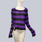 Goth Punk Sweater Fashion Hole Pullover Knitted Striped Sweaters Plus Size Loose Long Sweater Broken Hollow Out Streetwear Hip Hop Harajuku Sweaters