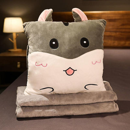 Office Pillow Soft Coral Velvet Quilt Dual-purpose Car Inner Cushion Nap Blanket Pillow Artifact Folding Car Three-in-one Easy To Carry