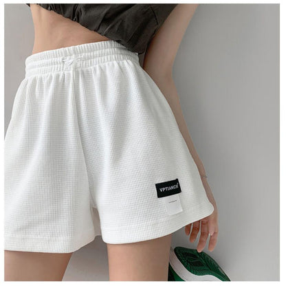 Women's Summer Sports Shorts Women's High Waist Drawstring Slim Loose Casual Straight Wide Leg Pants