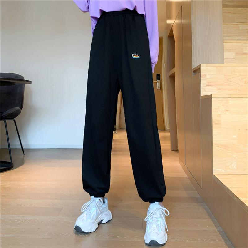 Sports Pants Women's Spring and Autumn Thin Section Net Red Salt Loose-fitting Straight Casual Trousers High Waist Harem Pants