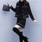 Spring and Autumn Suit Lapel Fashion Jacket Off Shoulder Color Matching Sexy Sweater Double-breasted Button Long-sleeved Top