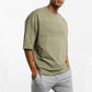 Men's Five-point Sleeve Fitness T-shirt Loose Casual Sports Running Training Clothes Solid Color Stitching Top