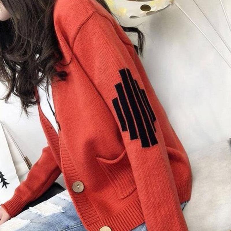 Spring  Autumn V-neck Cardigan Sweater Women Short Knit Small Coat Loose Casual Fashion Students All-match