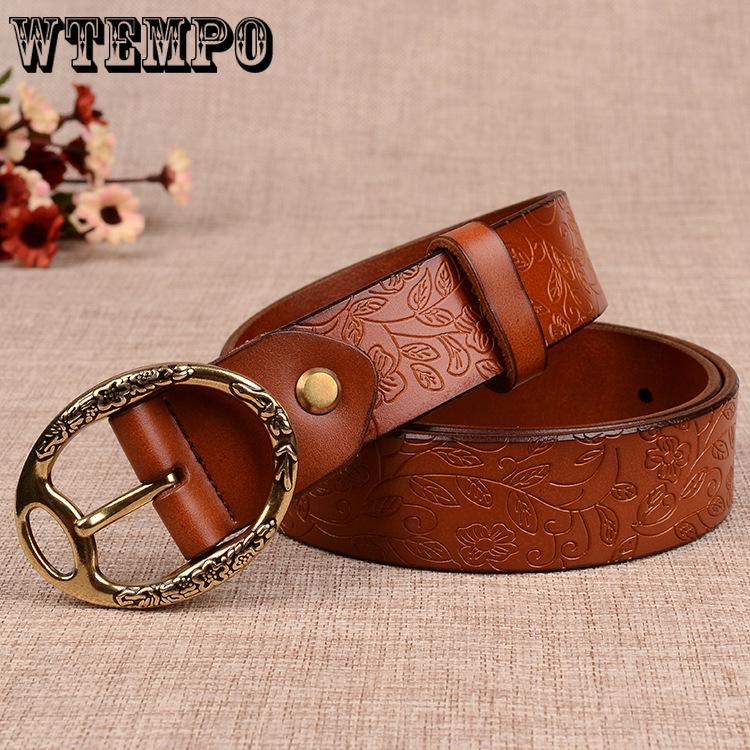 Belt Fashion Women Vintga Leather Belt Women's Pin Buckle Belt Pure Leather Women's Belt