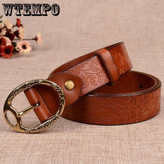 Belt Fashion Women Vintga Leather Belt Women's Pin Buckle Belt Pure Leather Women's Belt
