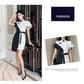 Pofulove Improved Cheongsam Dress Summer Women's Plus Size Dress Striped Irregular Dress Elegant