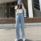 Women's High Waist Wide Leg Jeans Spring Loose and Thin Straight Mop Pants Ladies Denim Trousers
