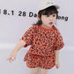 Girls' New Leopard Print Baby Summer Indoor Air-conditioning Suit Short-sleeved Shorts 2-piece Set