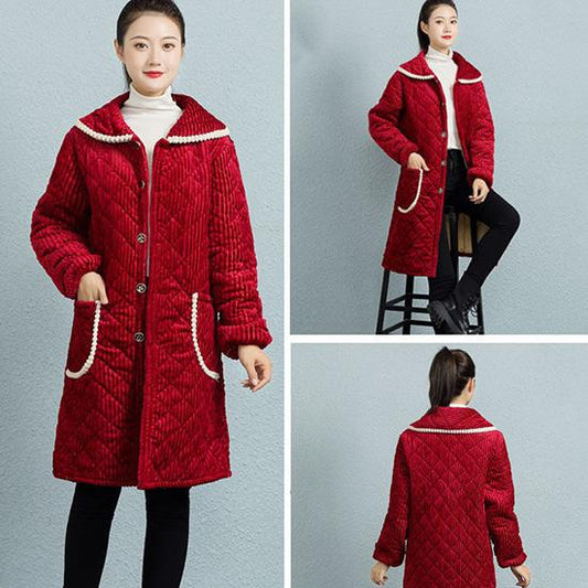 Winter Women's Plush Thickened Cotton Coat Female Large Size Loose Soild Color Outdoor Long Warm Jacket