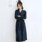 Women's Yukata Pajamas Robe Spring Autumn Loose Waffle Solid Color Bathrobe Long Sleeves Robe Sleeping Robes with Belt