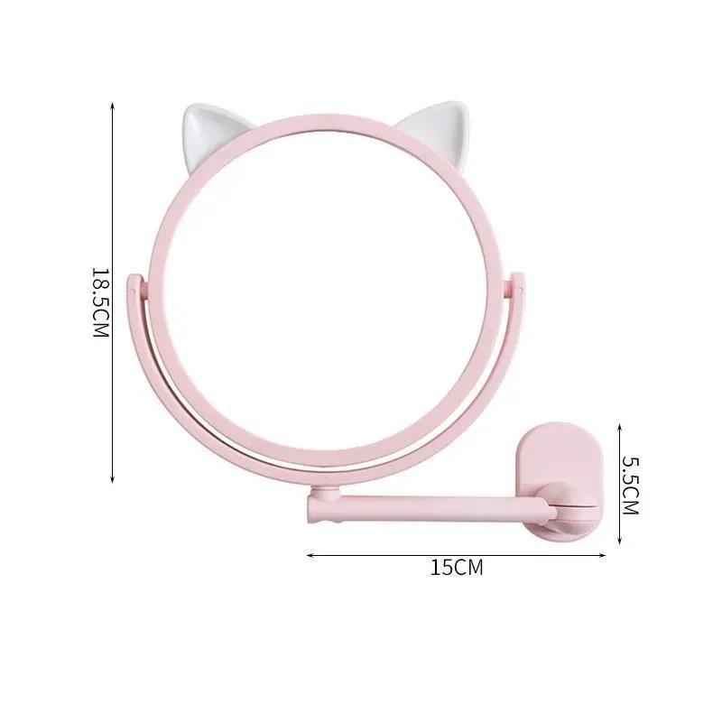 Wall-mounted Makeup Mirror Bathroom Bedroom Free Punch Suction Cup Round Beauty Mirror 360 Rotation