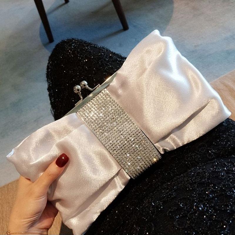 Luxury Rhinestones Women's Clutch Bag Shoulder Bag Ladies Smooth Satin Wedding Evening Banquetl Clutch Purse