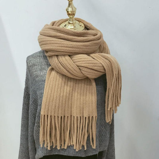 Autumn and Winter Scarf Korean Fashion Wild Knit Scarf Shawl Thick Warmth Tassel Ladies Scarf Cloak