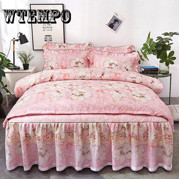 Bed Skirt Four Sets Bedding Princess Sanding Bed Skirt Bed Cover Three Sets