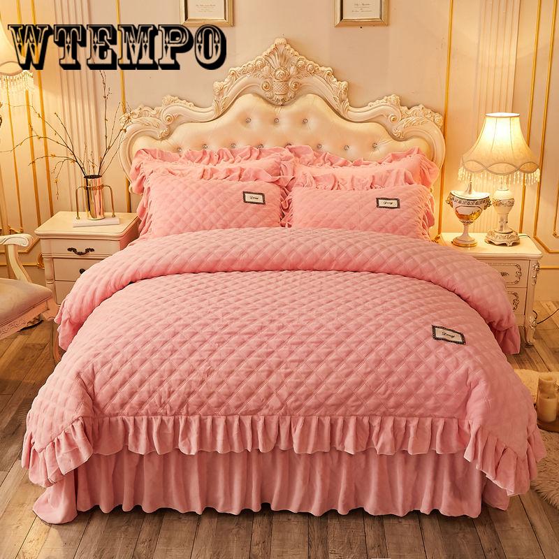 WTEMPO Velvet Bedding Sets Winter Warm Comforters Cover Luxury Solid Quilt Cover Christmas Bedding