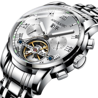 Retro Fashion Skeleton Sport Mechanical Watch Luminous Hands Transparent Bracelet for Men Luxury