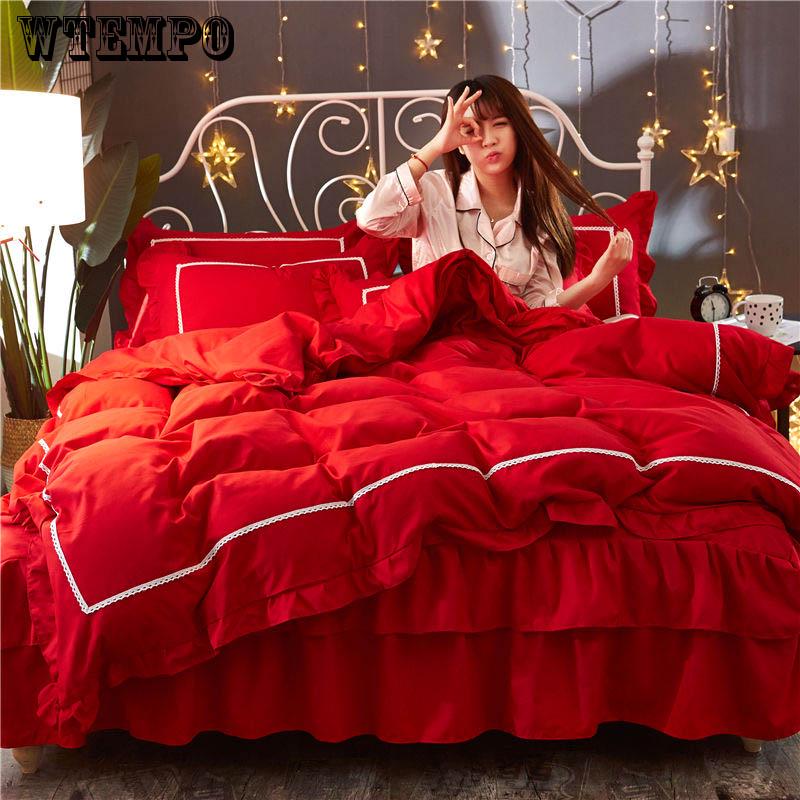 Princess Bedding Thickened Pure Matte Three Piece Set Skin Friendly Cotton Bed Sheet Quilt Cover Four Piece Set
