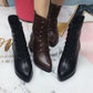 Autumn  Winter Boots Ladies Embossed Double-breasted Martin Boots Pointed Toe  Leather Ankle Boots for Women