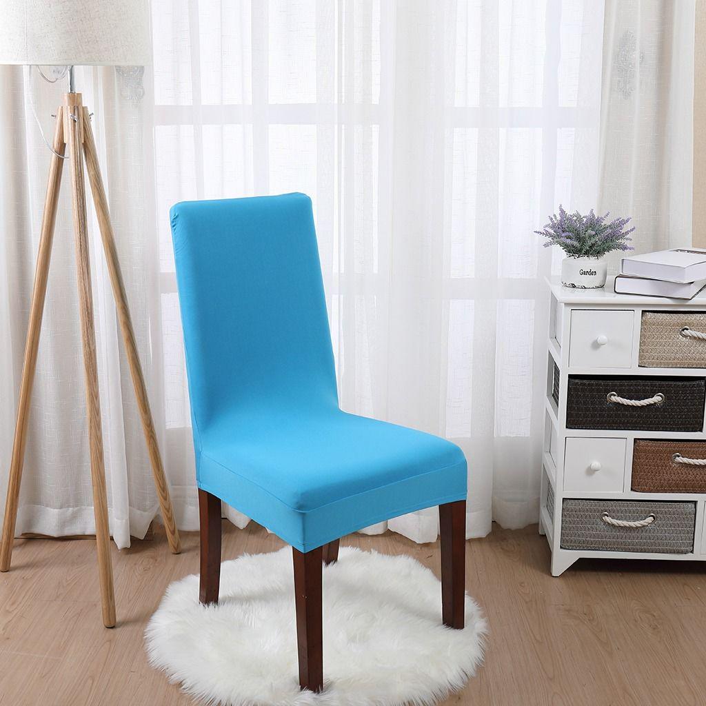 Solid Color Elastic Chair Cover Protector Universal Slipcover Kitchen Dining Chair Cover Removable
