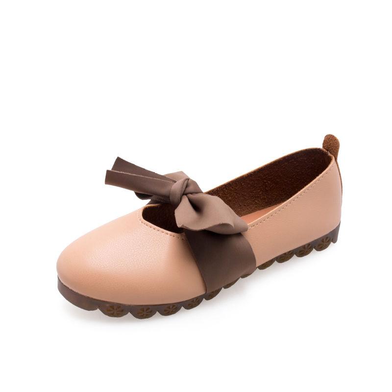 Loafers Flat Round Toe Single Shoes Women Shallow Mouth Flat-heeled Soft-soled Peas Shoes Sweet Bow Work Shoes Comfortable and Light