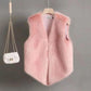 Faux Fur Waistcoat Women's Short Imitation Rex Rabbit Fur Waistcoat Slim and Thin Fur Vest Waistcoat Keeps Warm and Comfortable