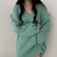 Loose V-neck Loose Sweater Women's Spring and Autumn Clothes Are Thin and Versatile Mid-length Lazy Style Sweater Sweater Top Oversizedsweater