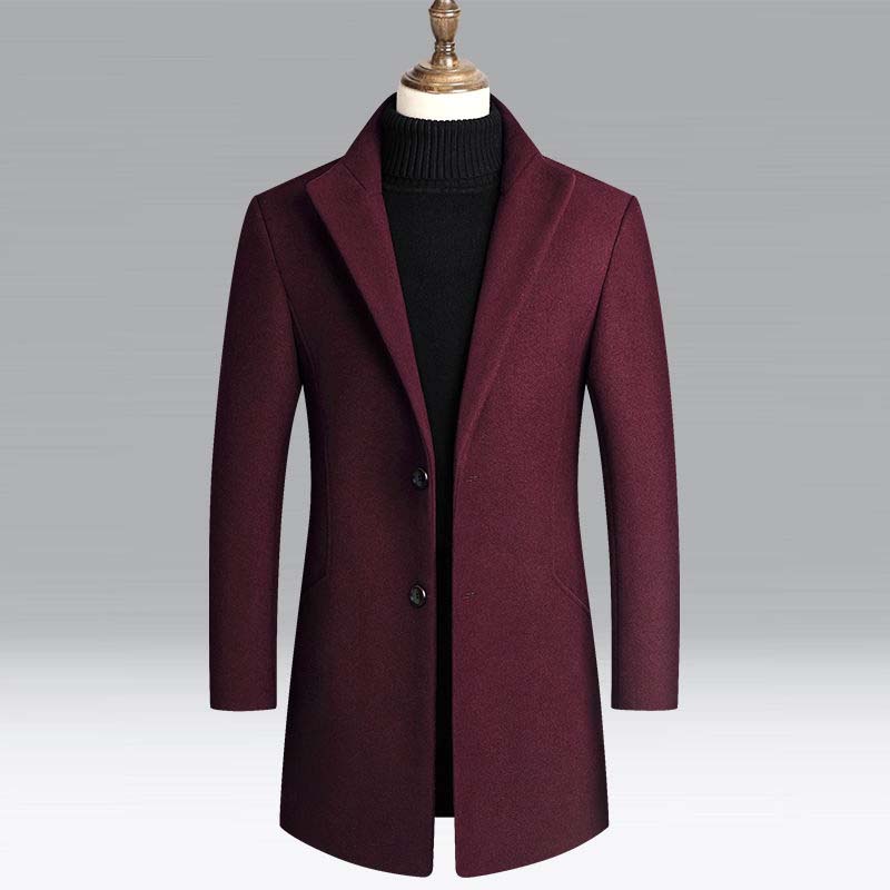 Men's Autumn and Winter Jacket 2021 New Wool Coat Mid-length Casual Windbreaker
