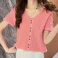 Summer Short Sleeve Women's Solid Color V-neck T-shirt