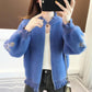 Imitation Mink Velvet Embroidered Ruffled Cardigan Women's Spring and Autumn Style Lazy Style Loose Sweater Zipper Long-sleeved Knitted Jacket