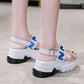 Size35-39 Summer Women Shiny Slippers Outdoor Crystal High Heels Bohemian Beach Wear-resistant Non-slip Slippers Wedge Platform Rhinestone Sandals