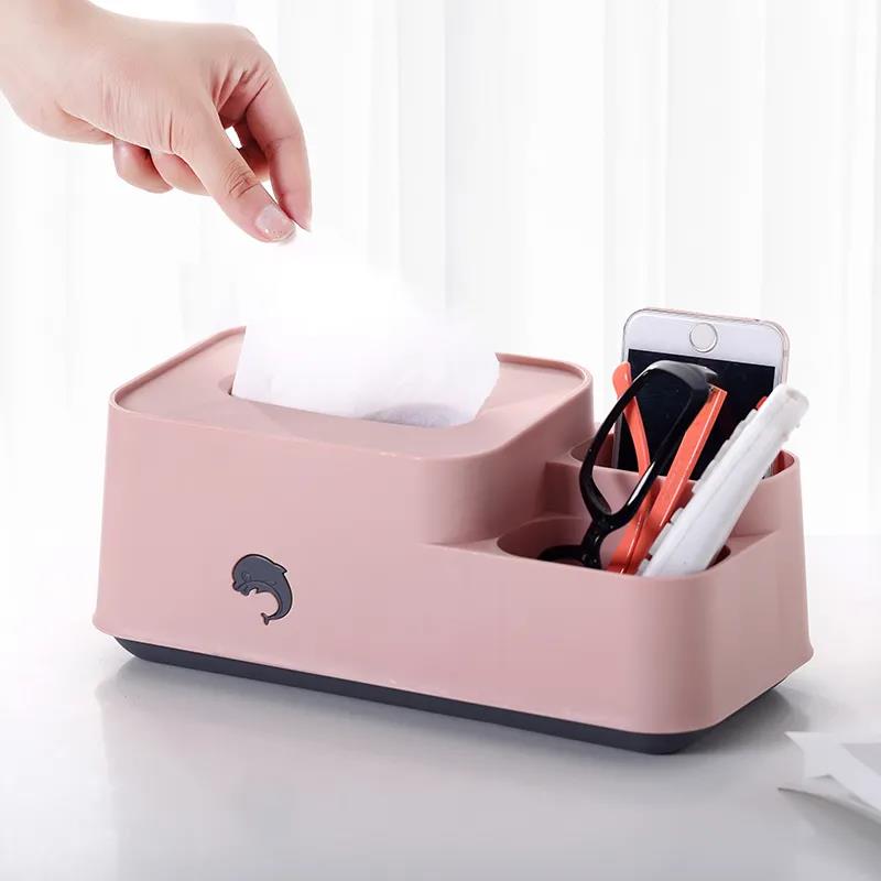 Multifunctional Tissue Box Living Room Coffee Table Desktop Storage Box Nordic Style Simple Creative Draw Paper Box Remote Control Storage