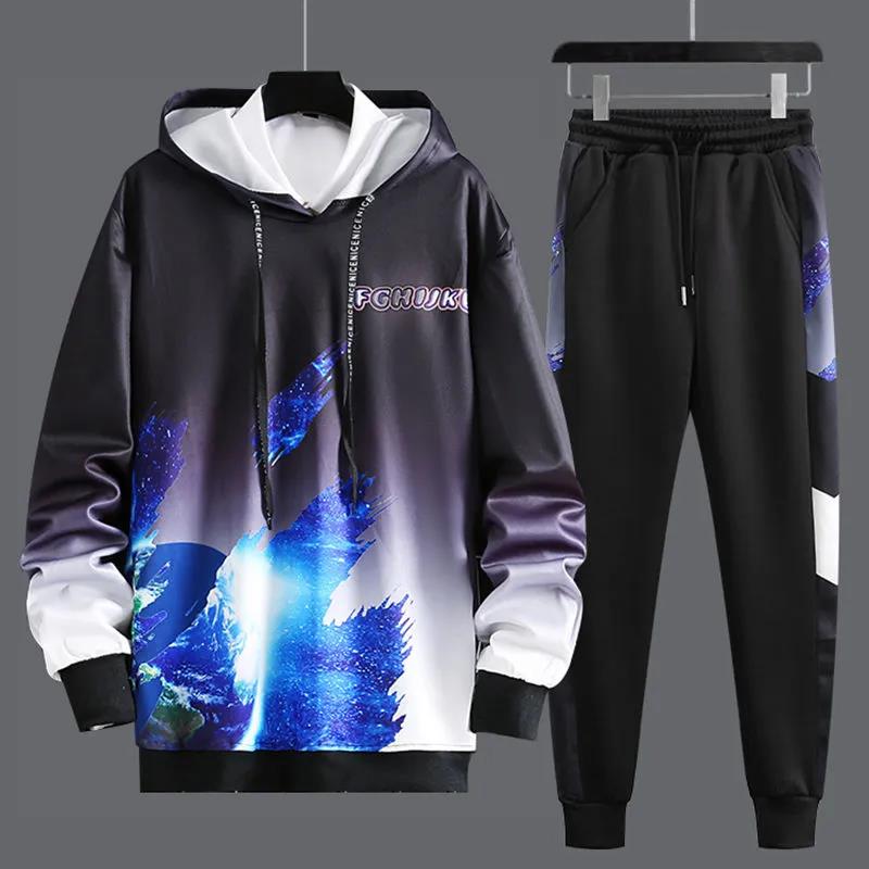 WTEMPO Men Hooded Pullover Suit Spring Campus Sportswear All-match Casual Clothing for Teenage Students