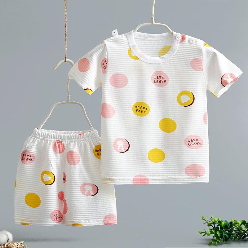 Children's Clothing Children's Cotton Short-sleeved Suit Children's Cotton T-shirt Shorts Two-piece Suit Male Female Baby Half-sleeved Suit